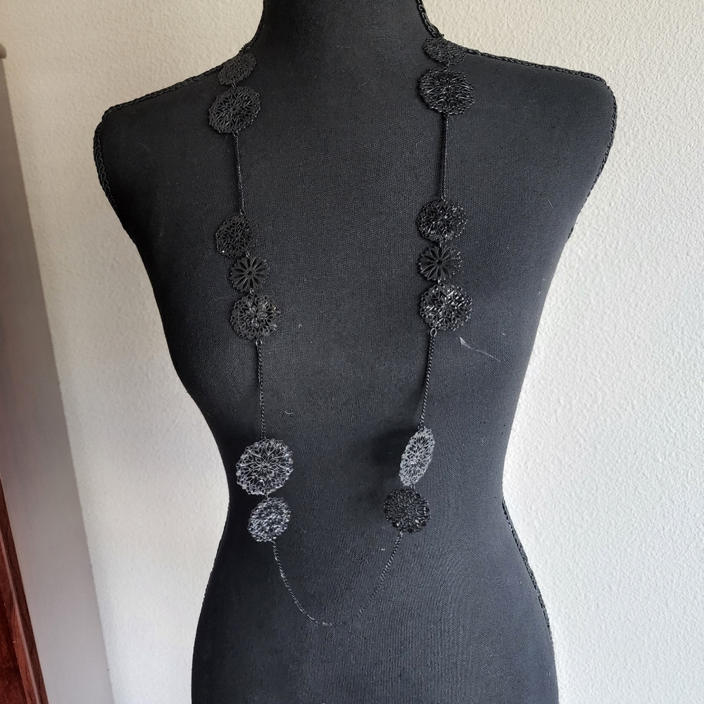 Long black necklace